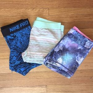 set of 3 spandex - nike pro and 2 ivivvas